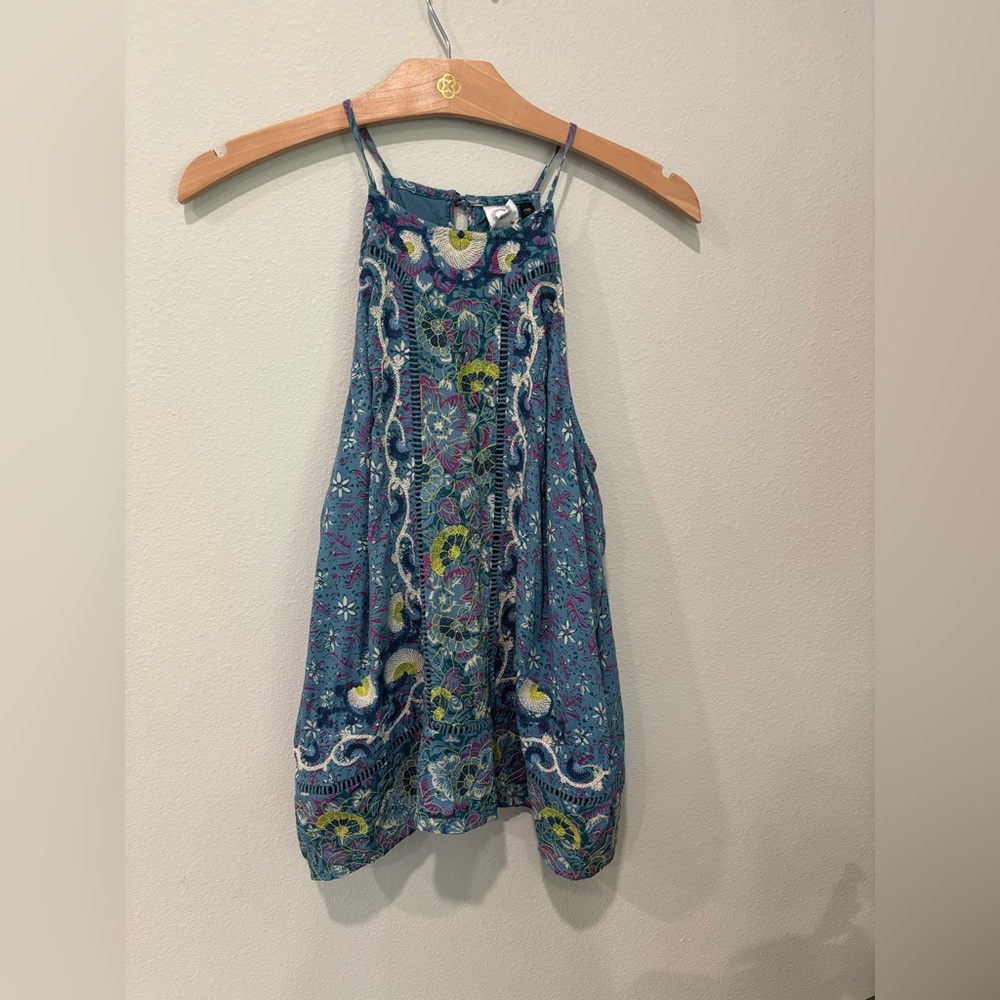 Anthropologie | Teal and Magenta Floral Tank | Size 2